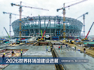2026世界杯场馆建设进展新闻配图 - 施工中的现代化体育场